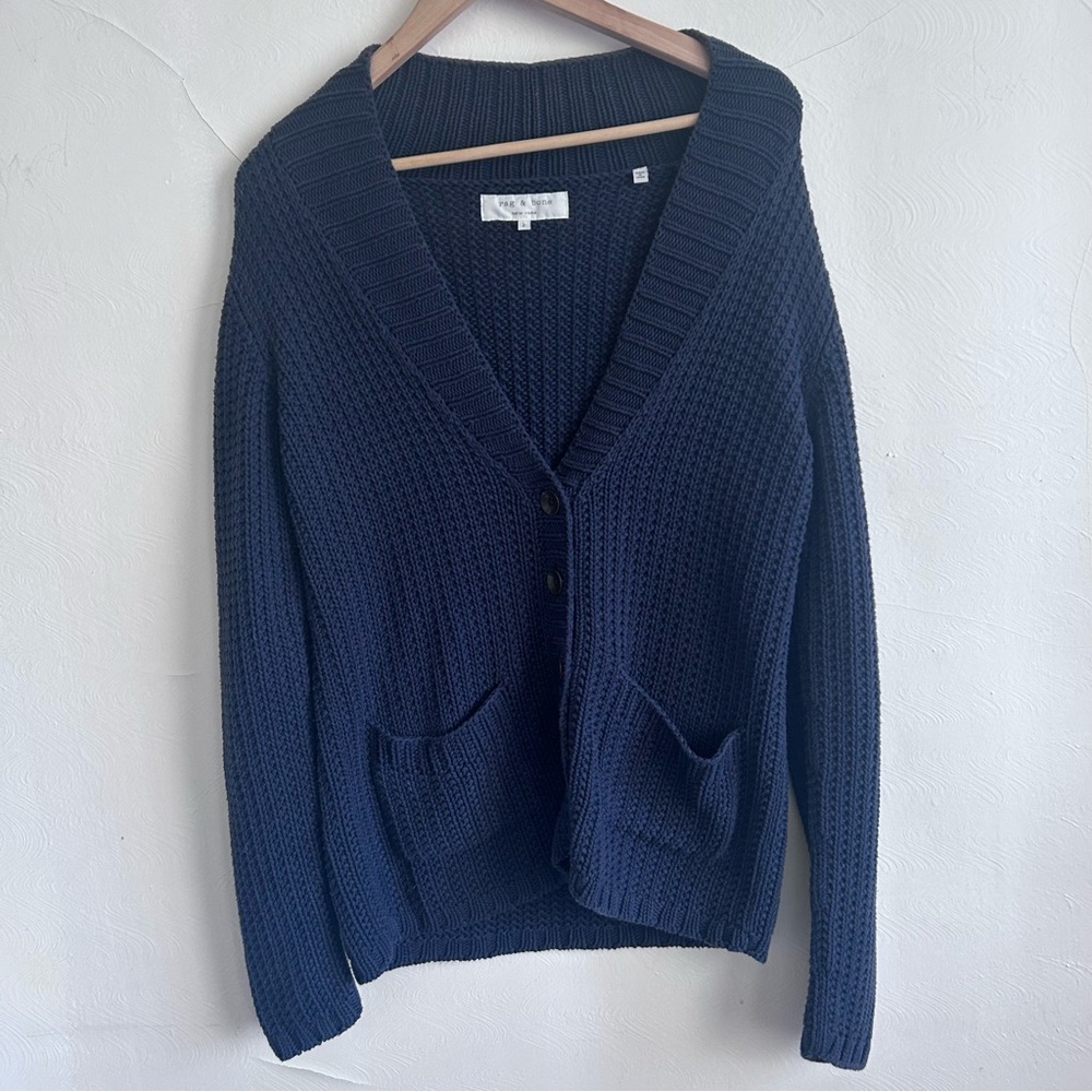 Rag & Bone Navy Chunky Knit Button Cardigan Sweater — Size 2